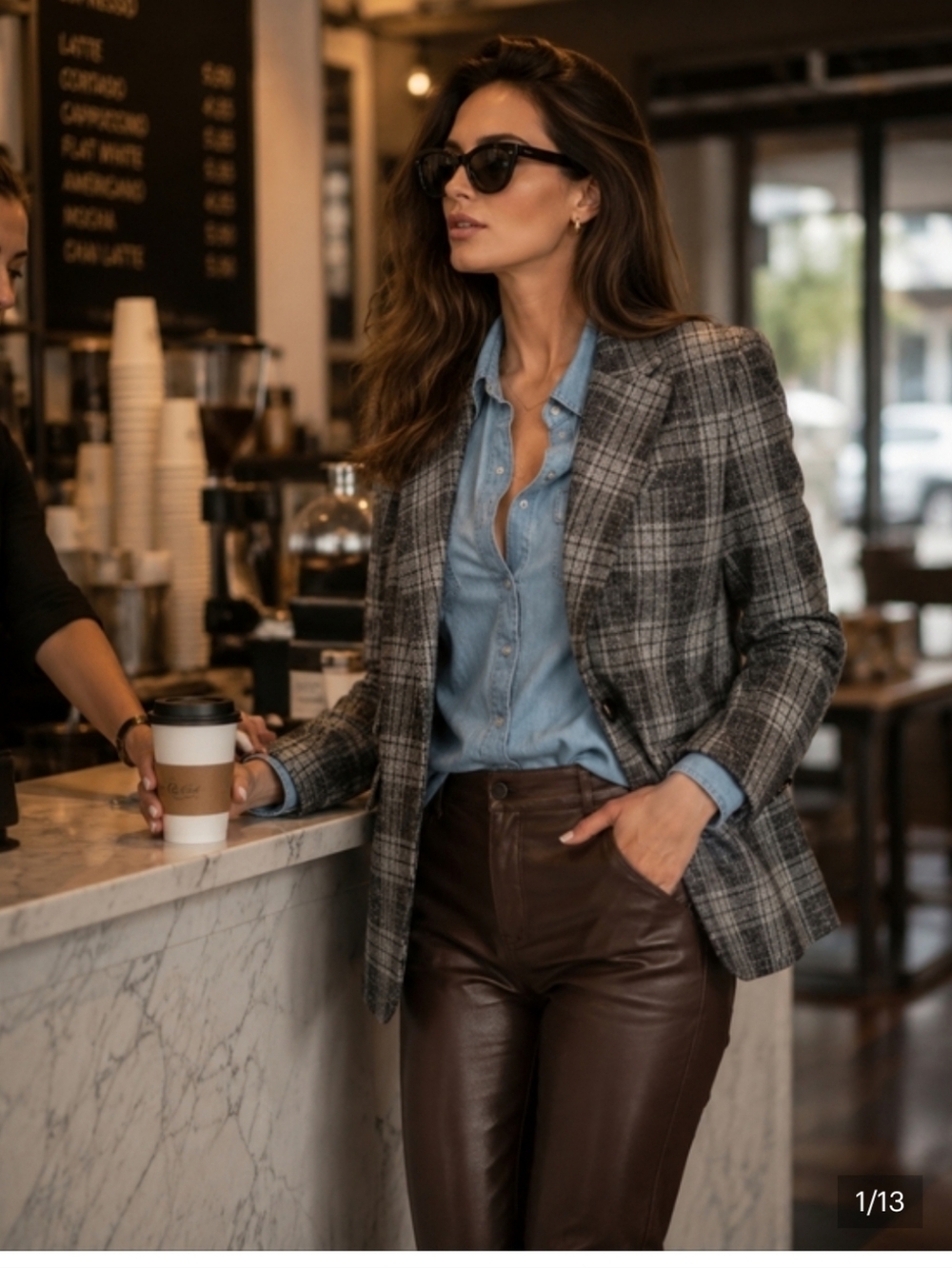 NWOT Veronica Beard Martel Gray Plaid Cotton Dickey Jacket Blazer Size 0
